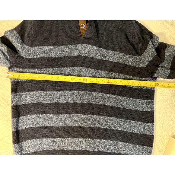 Chaps Old Money Sweater Men's XXL Navy stripe Cotton Pullover Elbow Patches Soft - Picture 4 of 11